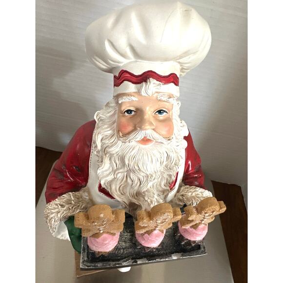 Santa Clause baking Gingerbread. Table top holiday decoration. 12” NWT - Picture 6 of 6